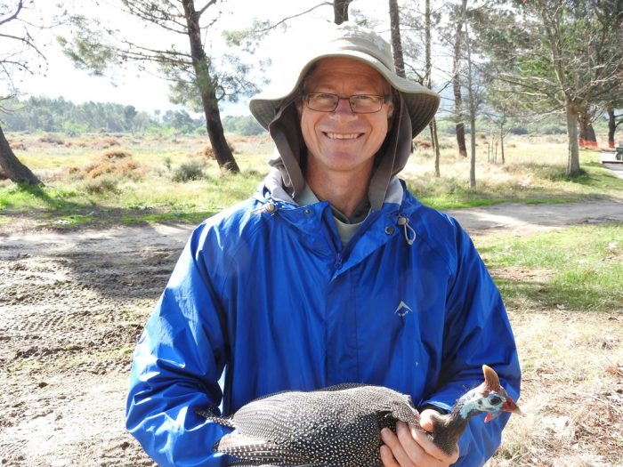 Dieter with a Helmeted Guineafowl