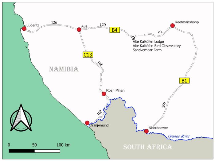 Map showing where Alte Kalköfen bird observatory is located