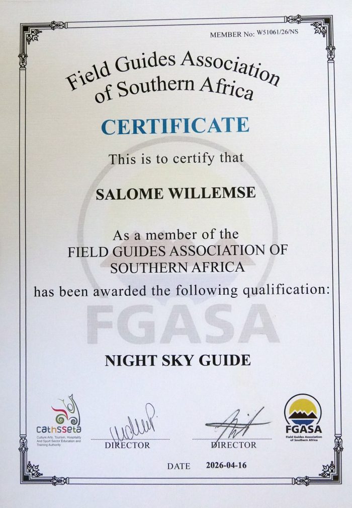 A citizen Scientist in Vanrhynsdorp : Night Sky Guide Salome Willemse